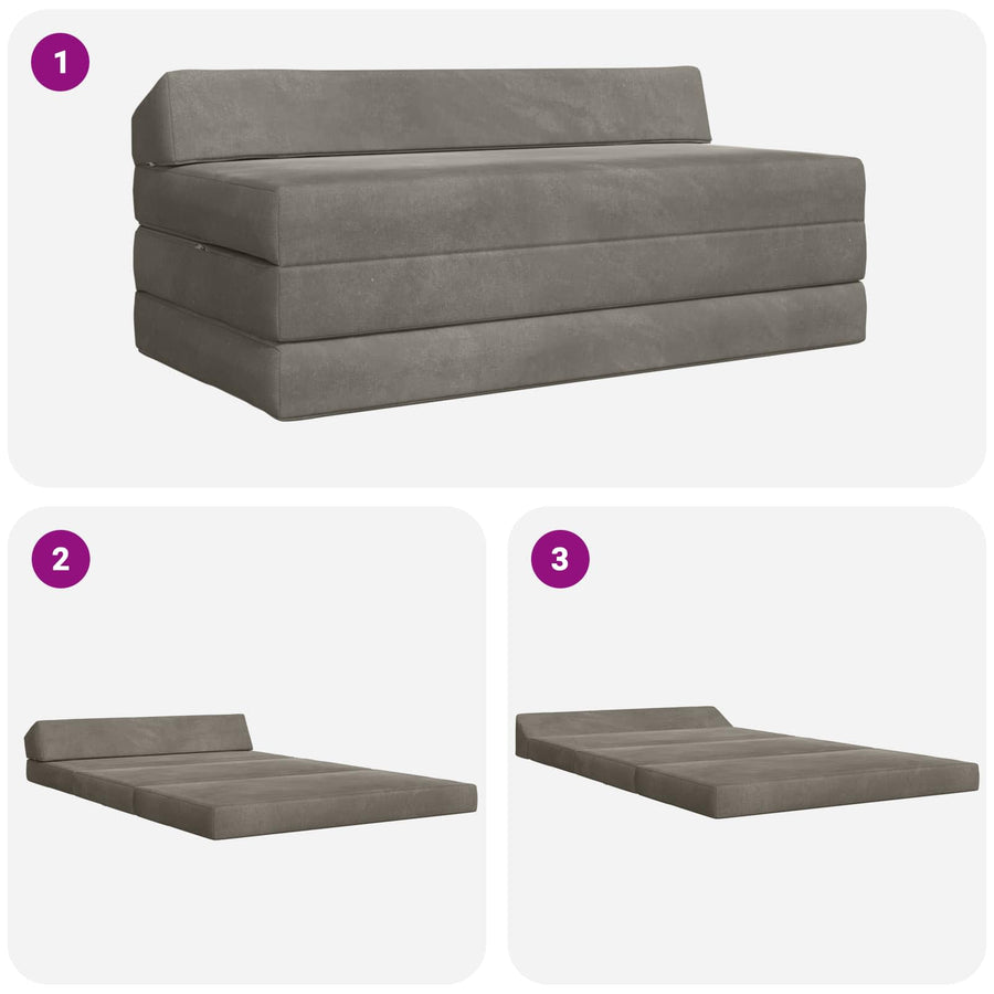 Vouwbare Bankbed Lichtgrijs 120 x 60 x 49 cm Stof