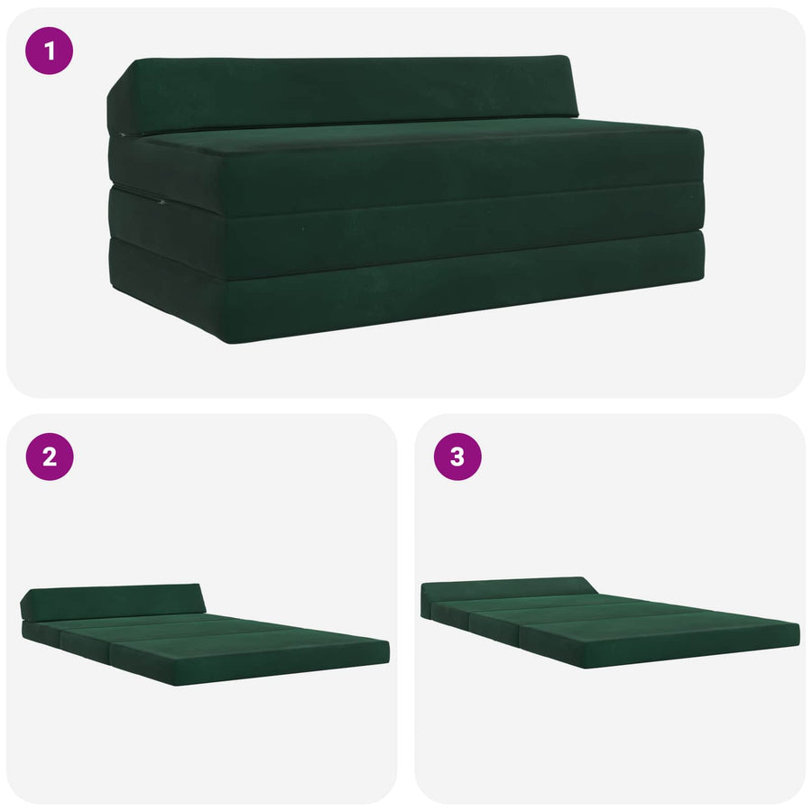 Vouwbare Bankbed Donkergroen 120 x 60 x 49 cm Stof