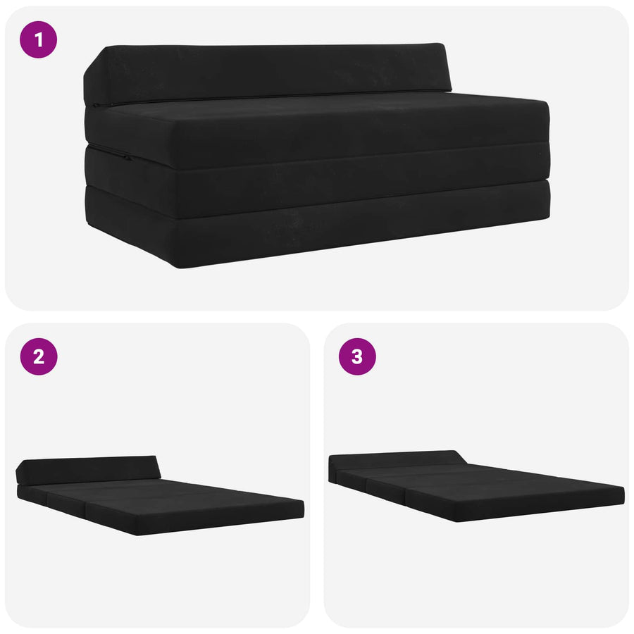 Vouwbare Bankbed Zwart 120 x 60 x 49 cm Stof