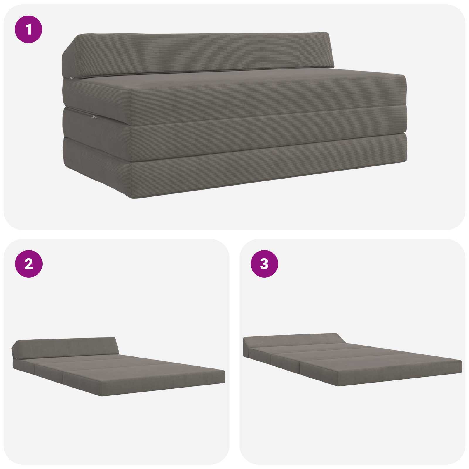 Vouwbare Bankbed Lichtgrijs 120 x 60 x 49 cm Stof