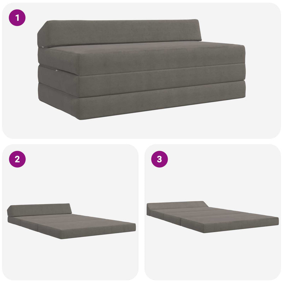 Vouwbare Bankbed Lichtgrijs 120 x 60 x 49 cm Stof