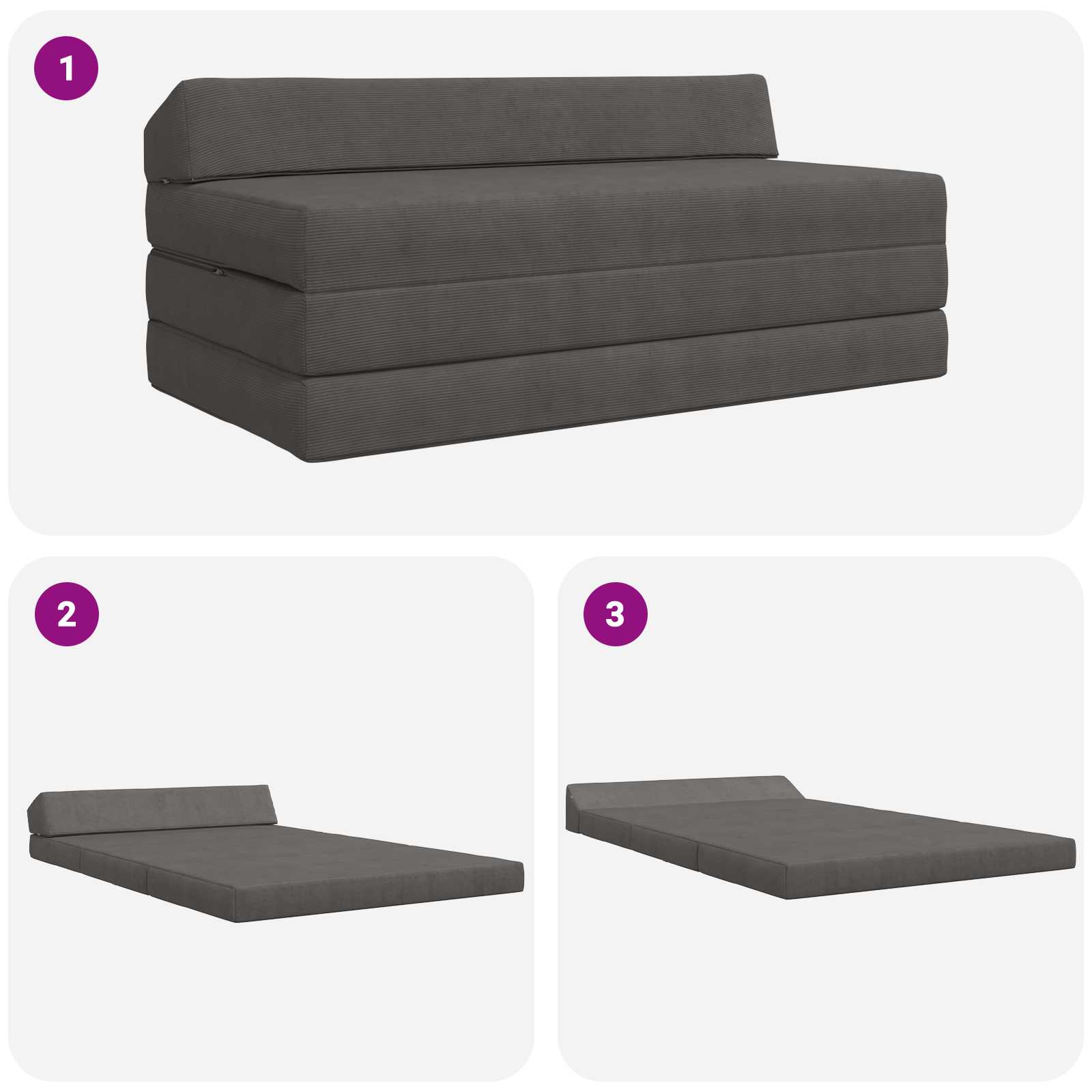 Vouwbare Bankbed Donkergrijs 120 x 60 x 49 cm Stof