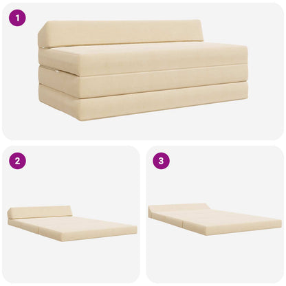 Vouwbare Bankbed Crèmekleurig 120 x 60 x 49 cm Stof
