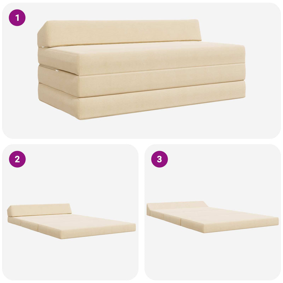 Vouwbare Bankbed Crèmekleurig 120 x 60 x 49 cm Stof
