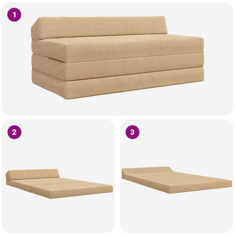 Vouwbare Bankbed Groen Grijs 120 x 60 x 49 cm Stof