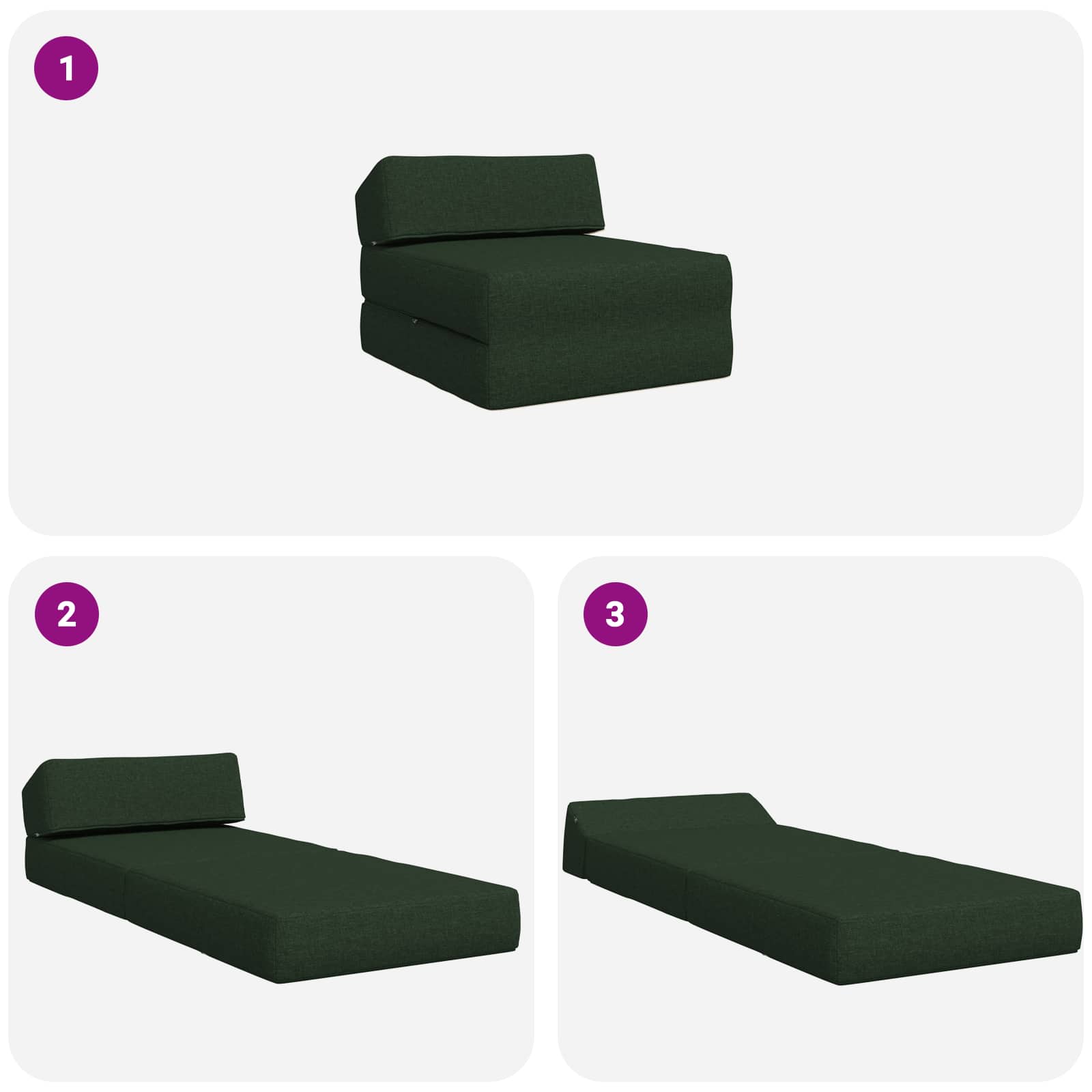 Vouwbare Bankbed Donkergroen 60 x 70 x 41 cm Stof