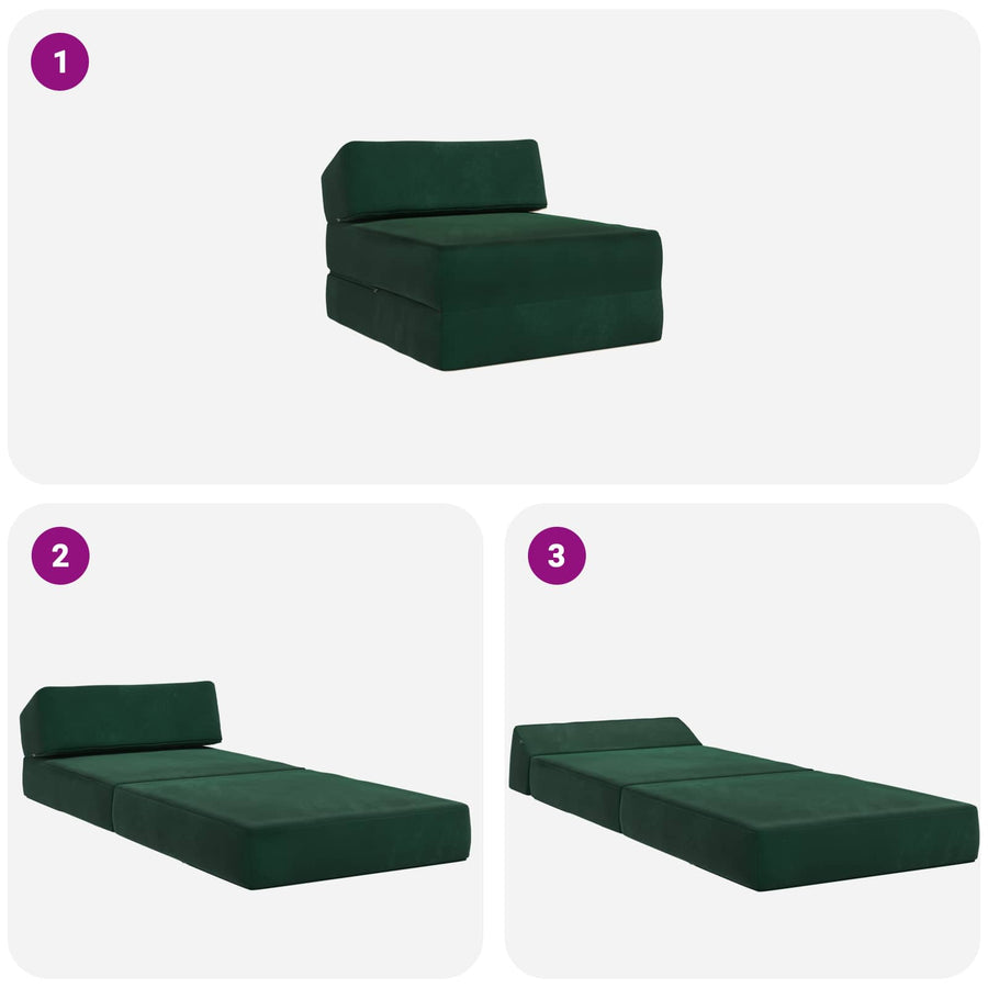 Vouwbare Bankbed Donkergroen 60 x 70 x 41 cm Stof