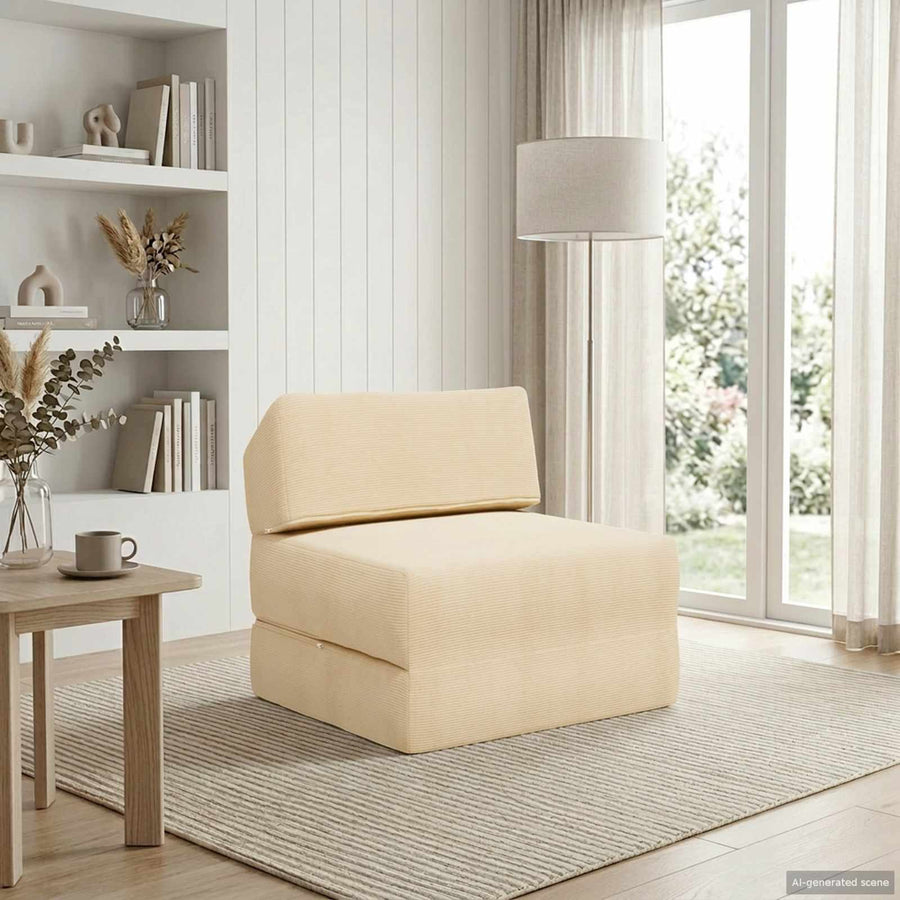Vouwbare Bankbed Crèmekleurig 60 x 70 x 41 cm Stof
