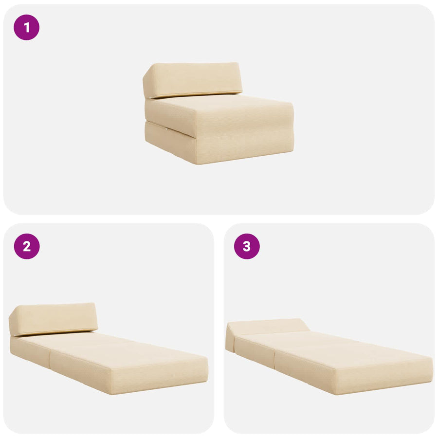Vouwbare Bankbed Crèmekleurig 60 x 70 x 41 cm Stof