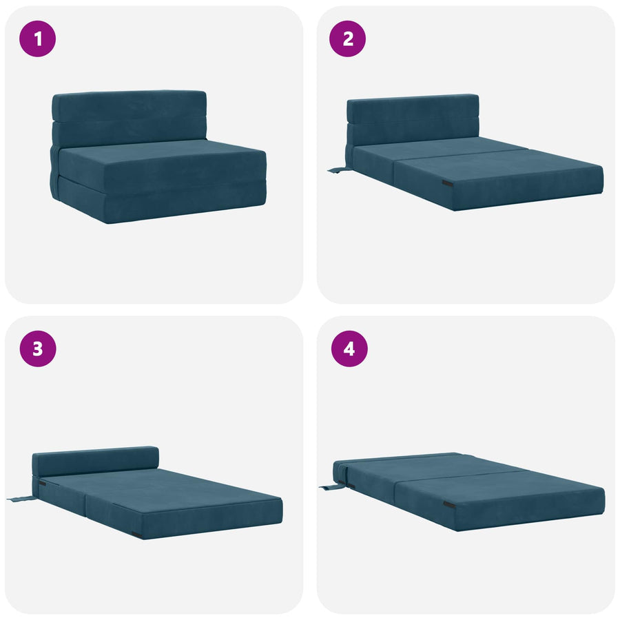 Vouwbare Bankbed Blauw 70 x 72 x 60 cm Stof