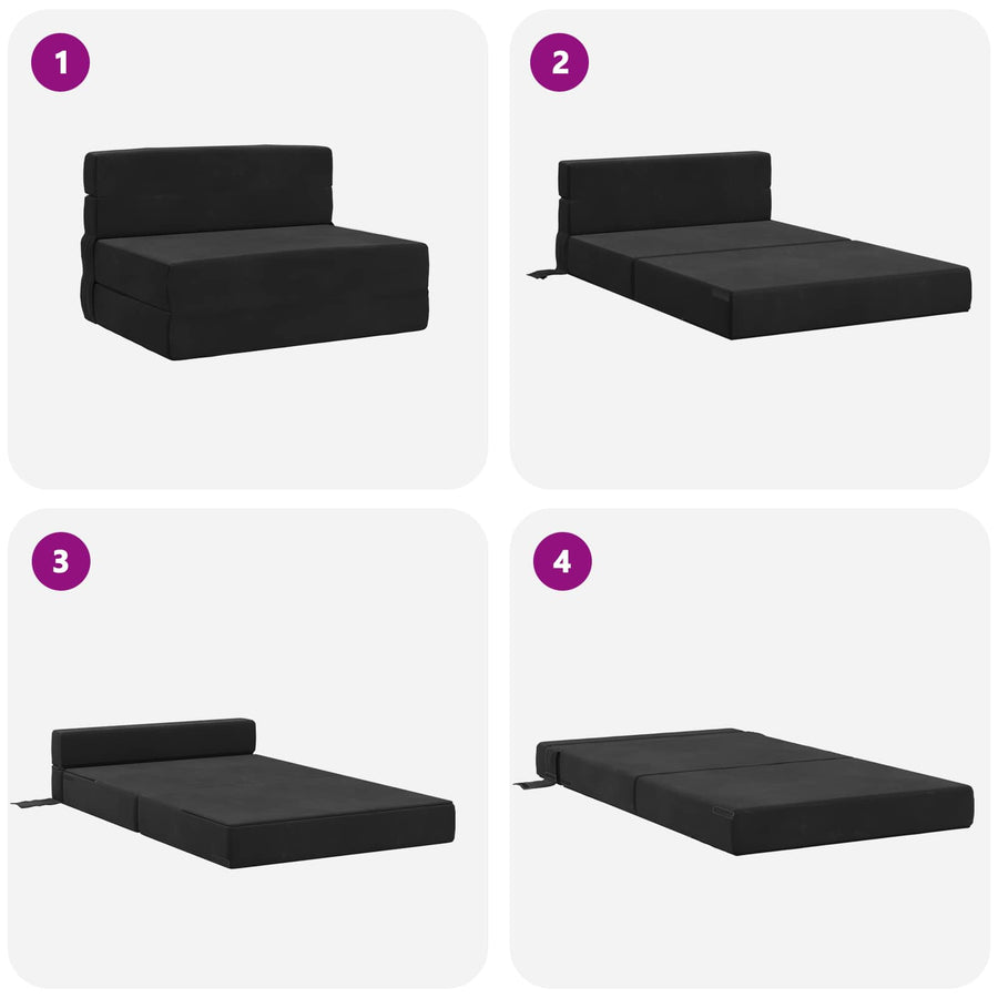 Vouwbare Bankbed Zwart 70 x 72 x 60 cm Stof