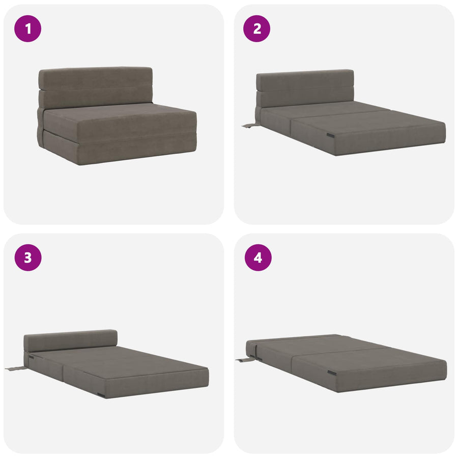 Vouwbare Bankbed Lichtgrijs 70 x 72 x 60 cm Stof