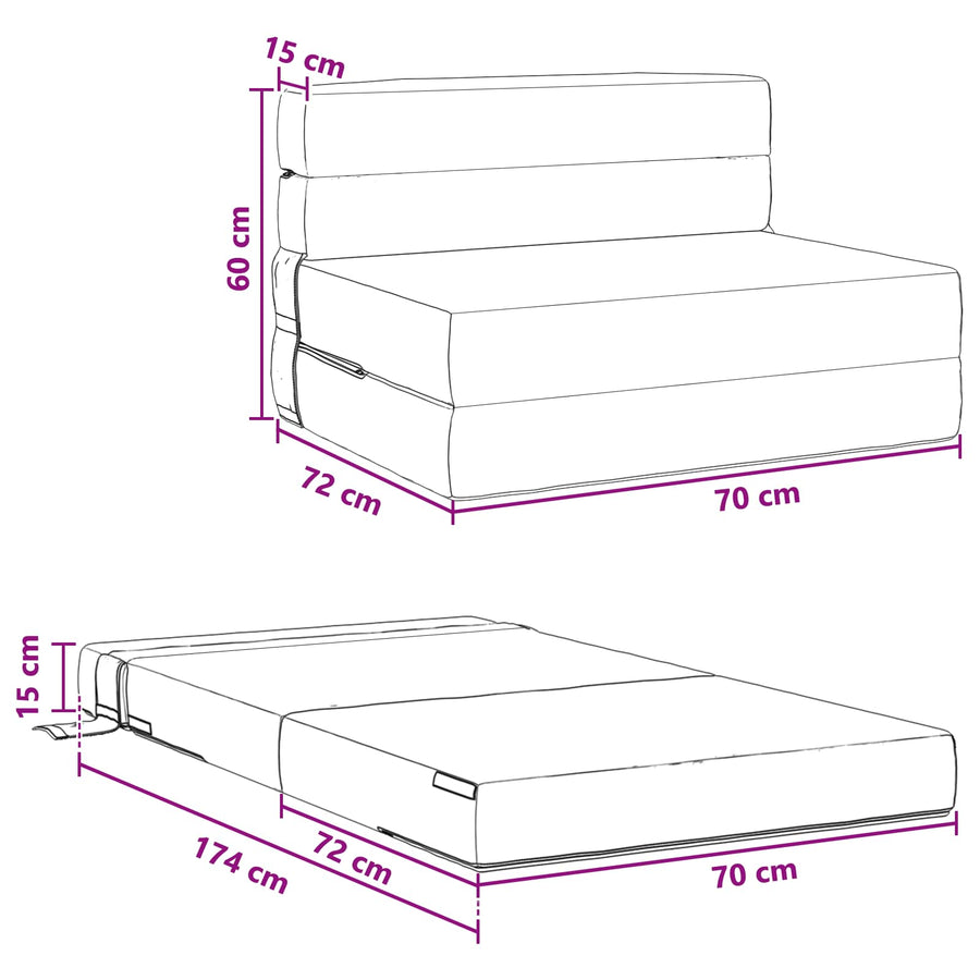 Vouwbare Bankbed Lichtgrijs 70 x 72 x 60 cm Stof