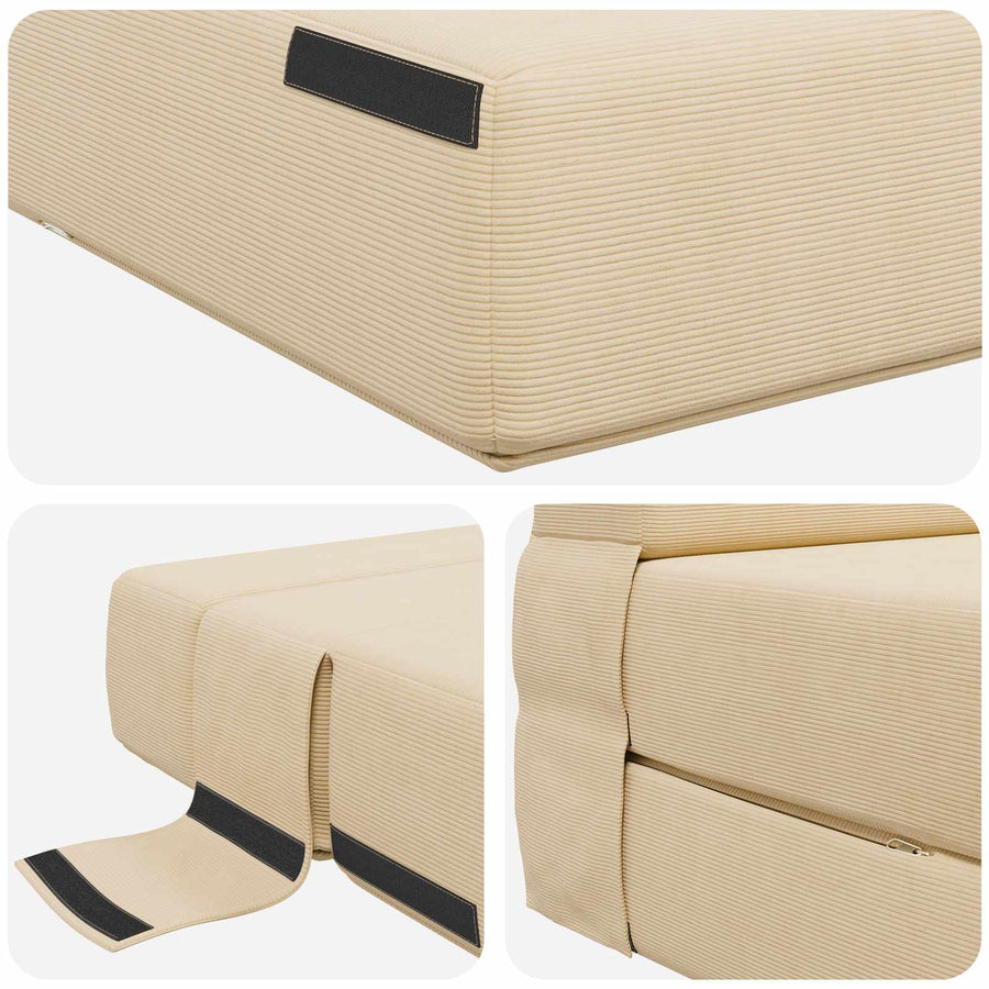 Vouwbare Bankbed Crèmekleurig 70 x 72 x 60 cm Stof