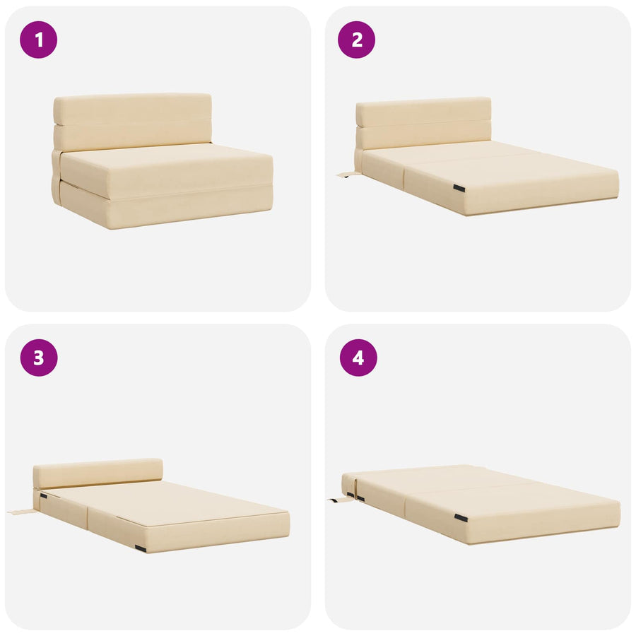 Vouwbare Bankbed Crèmekleurig 70 x 72 x 60 cm Stof