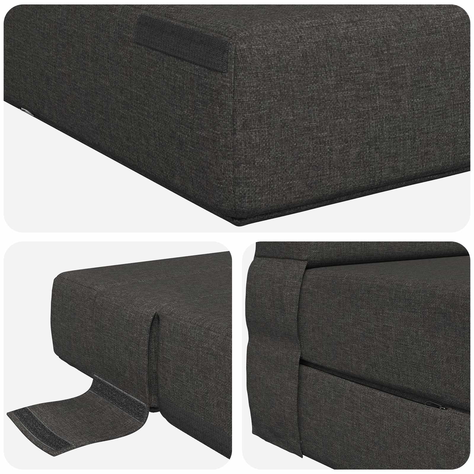 Vouwsofa Bed Donkergrijs 190 x 70 x 15 cm Stof