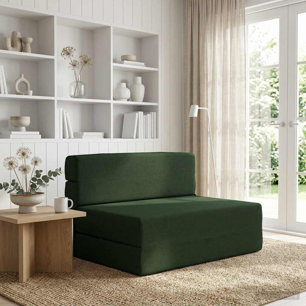 Vouwbare Bankbed Donkergroen 100 x 80 x 60 cm Stof