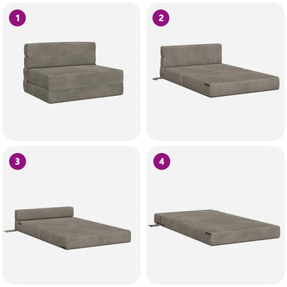 Vouwsofa Bed Lichtgrijs 190 x 70 x 15 cm Fluweel