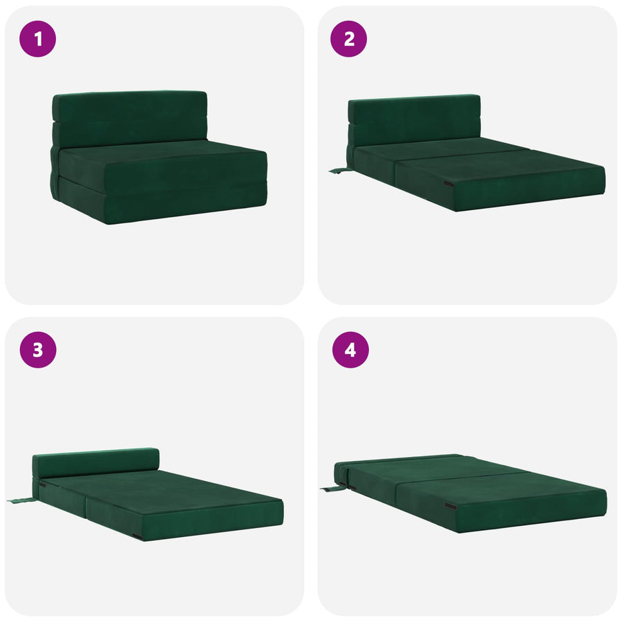 Vouwsofa Bed Donkergroen 190 x 70 x 15 cm Fluweel