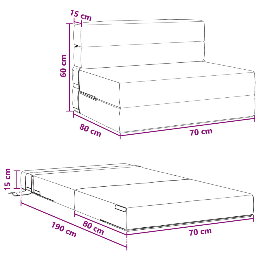Vouwsofa Bed Zwart 190 x 70 x 15 cm Fluweel