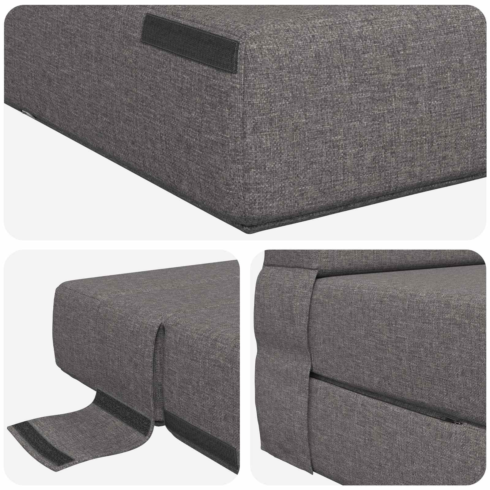 Vouwsofa Bed Lichtgrijs 190 x 100 x 15 cm Stof