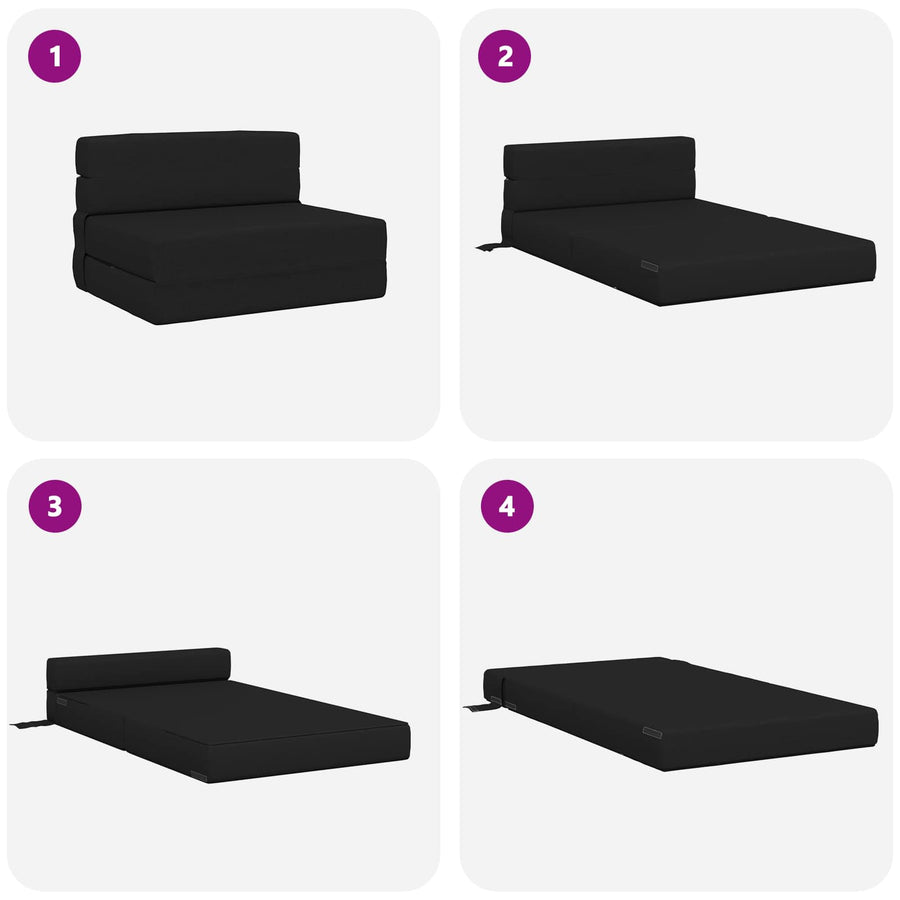 Vouwsofa Bed Zwart 190 x 100 x 15 cm Stof