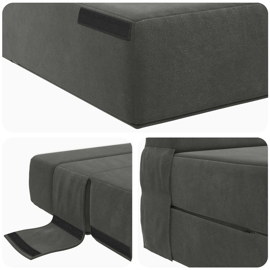 Vouwsofa Bed Donkergrijs 190 x 100 x 15 cm Fluweel