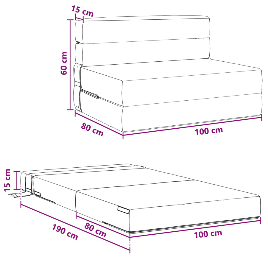 Vouwsofa Bed Donkergrijs 190 x 100 x 15 cm Fluweel