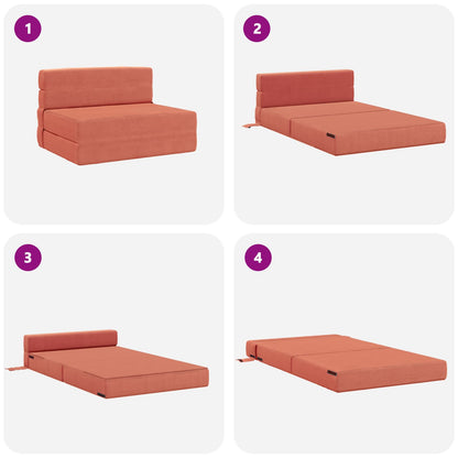 Vouwsofa Bed Rood-oranje 190 x 100 x 15 cm Katoen Stof