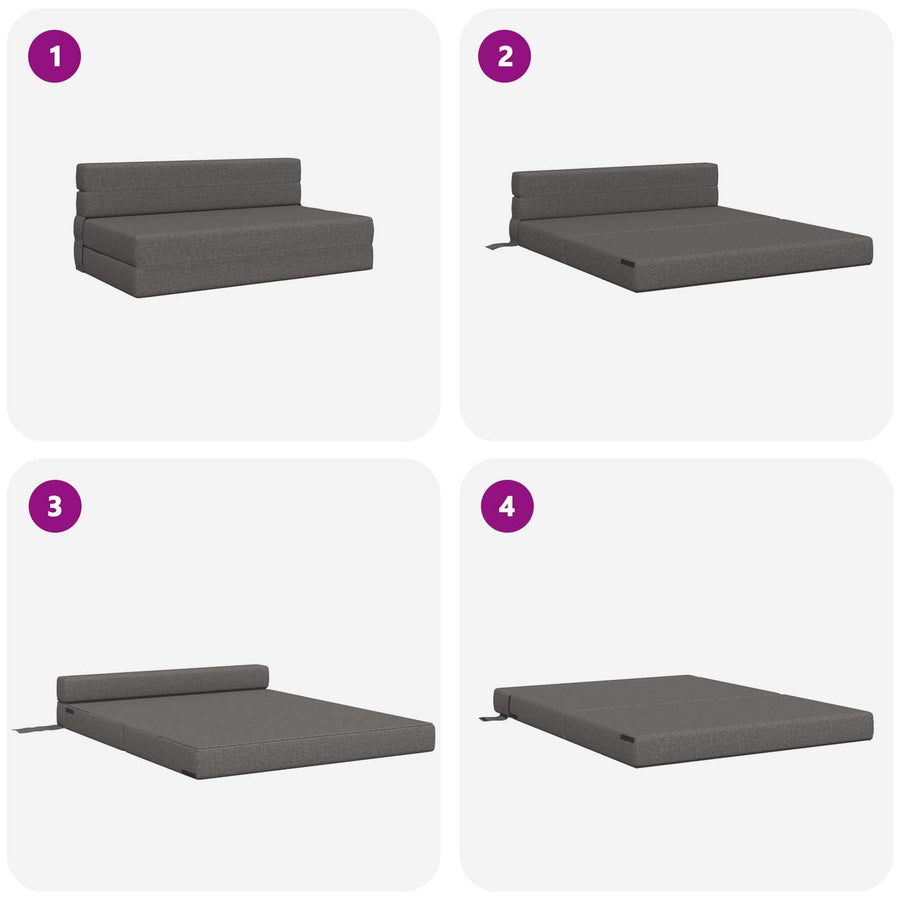 Vouwsofa Bed Lichtgrijs 203 x 152 x 15 cm Stof