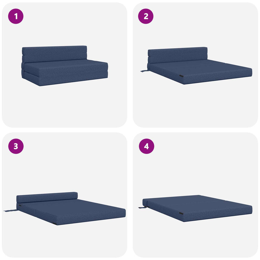 Vouwsofa Bed Blauw 203 x 152 x 15 cm Stof
