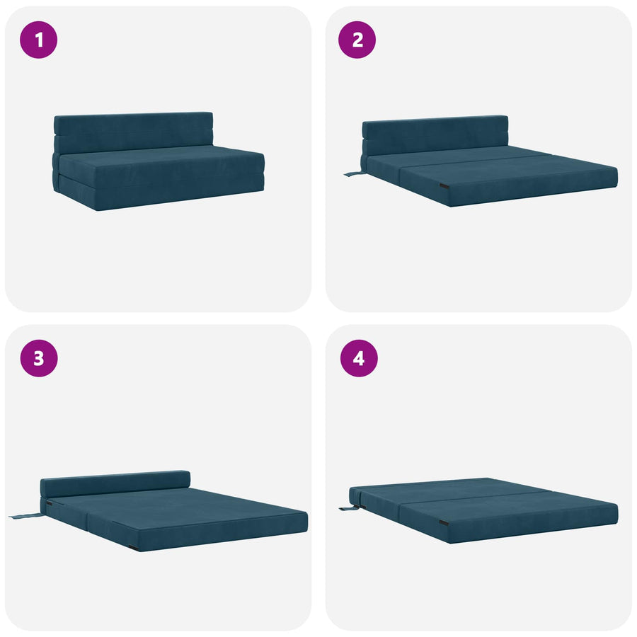 Vouwsofa Bed Blauw 203 x 152 x 15 cm Fluweel