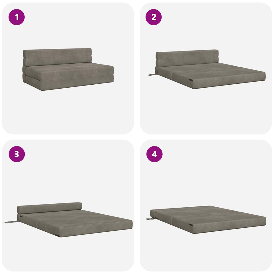 Vouwsofa Bed Lichtgrijs 203 x 152 x 15 cm Fluweel