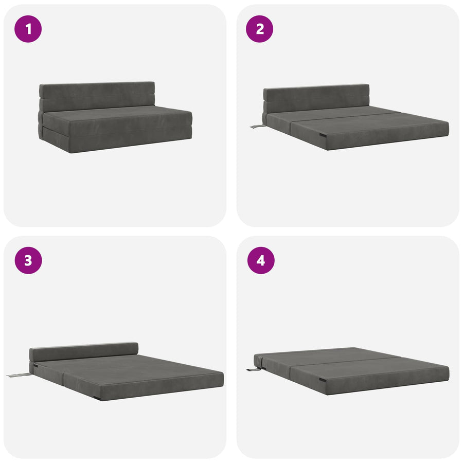 Vouwsofa Bed Donkergrijs 203 x 152 x 15 cm Fluweel