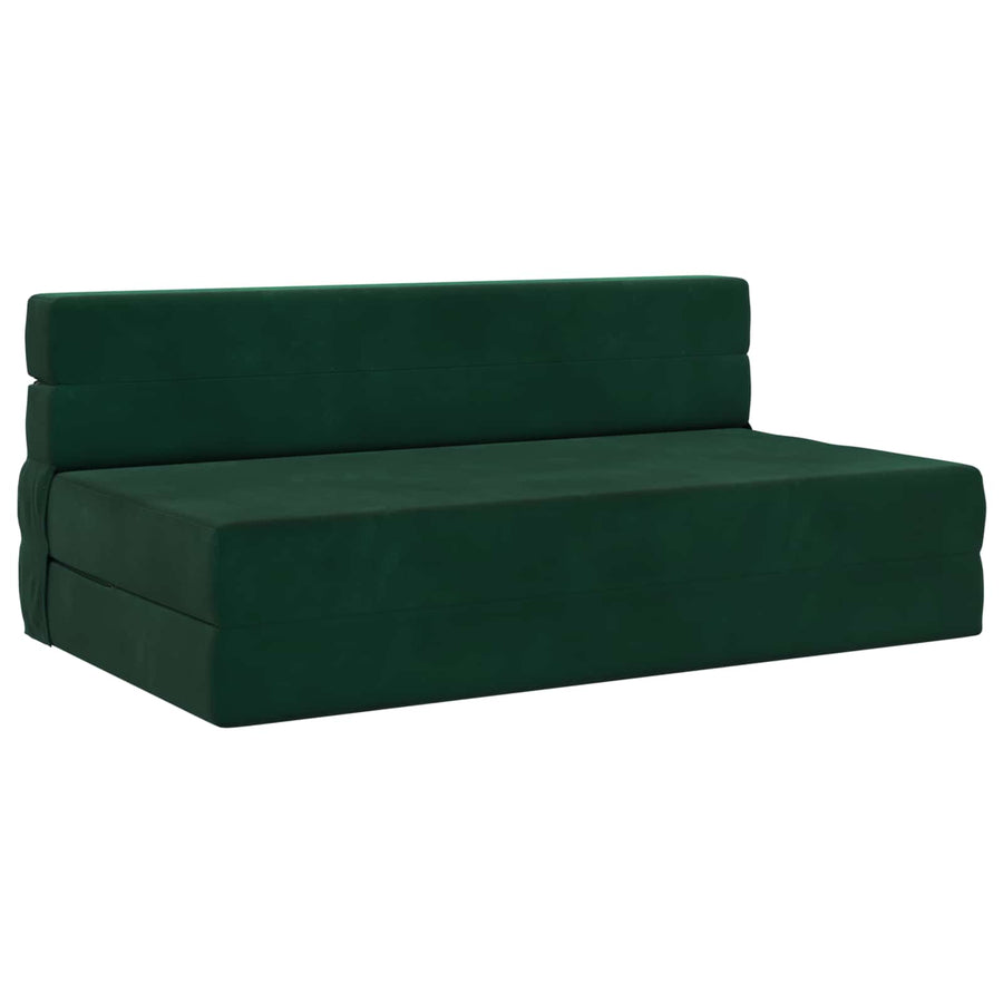 Vouwsofa Bed Donkergroen 203 x 152 x 15 cm Fluweel