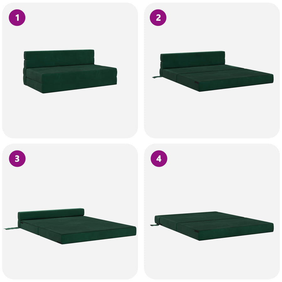 Vouwsofa Bed Donkergroen 203 x 152 x 15 cm Fluweel