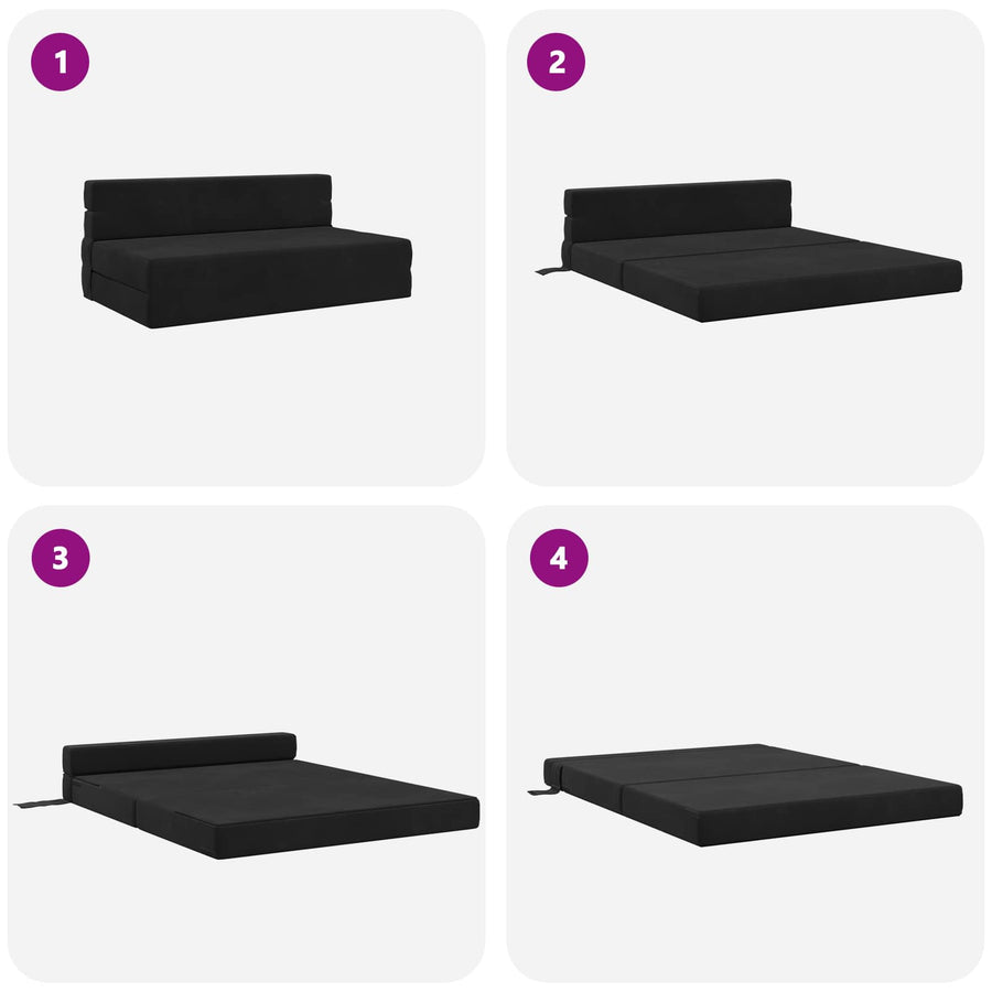 Vouwsofa Bed Zwart 203 x 152 x 15 cm Fluweel
