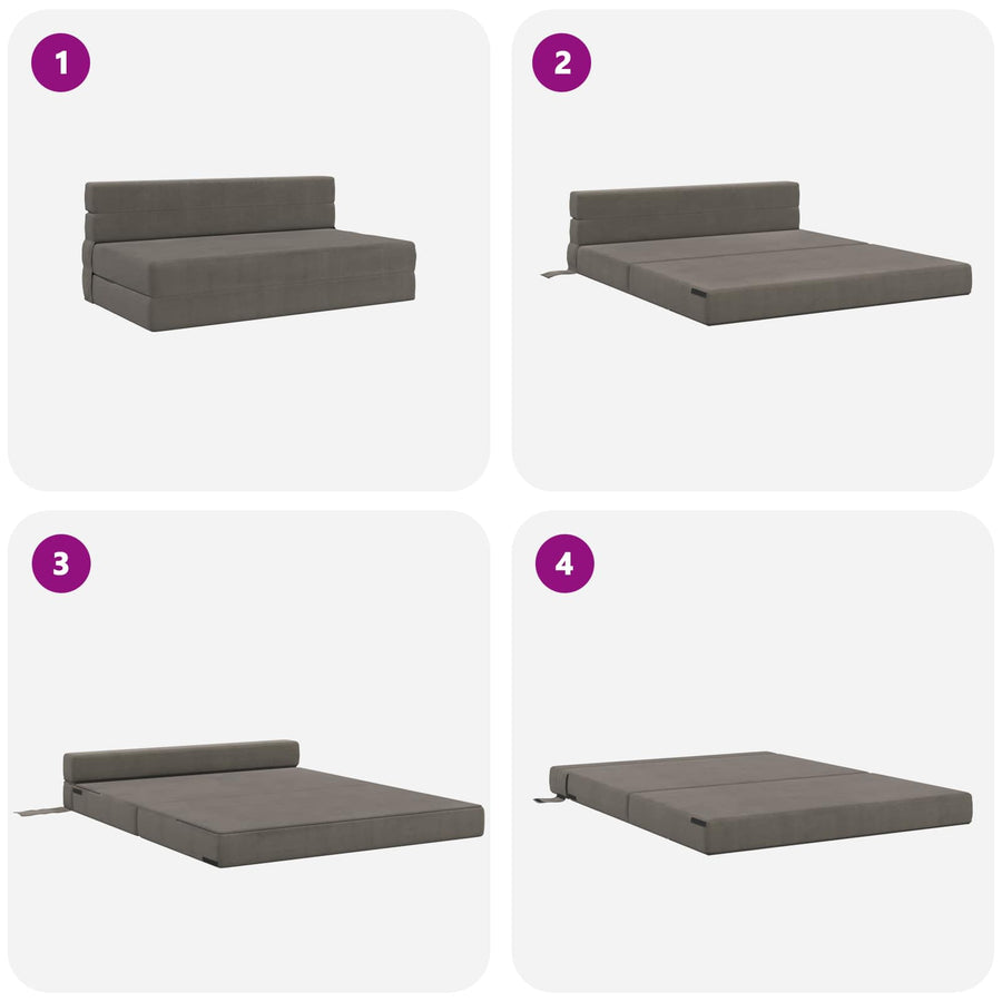 Vouwsofa Bed Lichtgrijs 203 x 152 x 15 cm Katoen Stof
