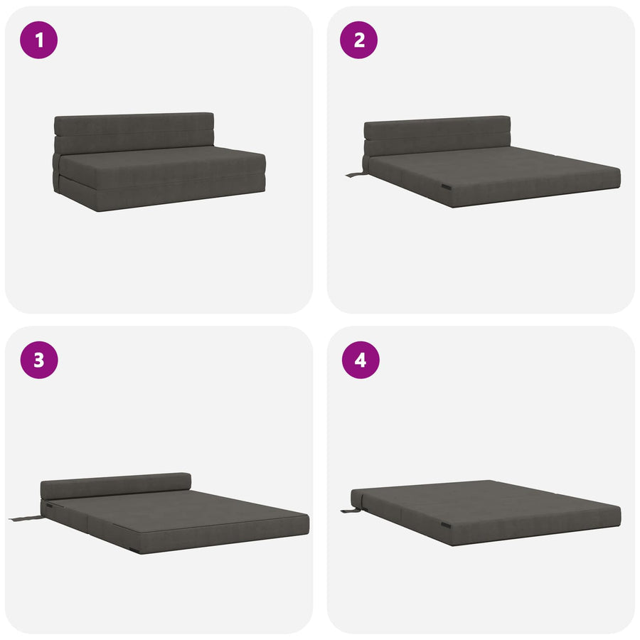Vouwsofa Bed Donkergrijs 203 x 152 x 15 cm Katoen Stof