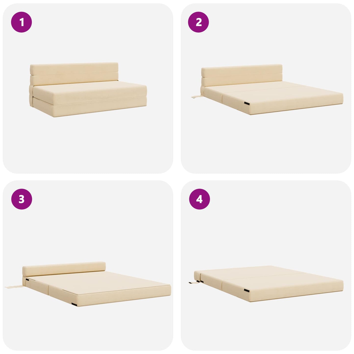 Vouwsofa Bed Crème 203 x 152 x 15 cm Katoen Stof