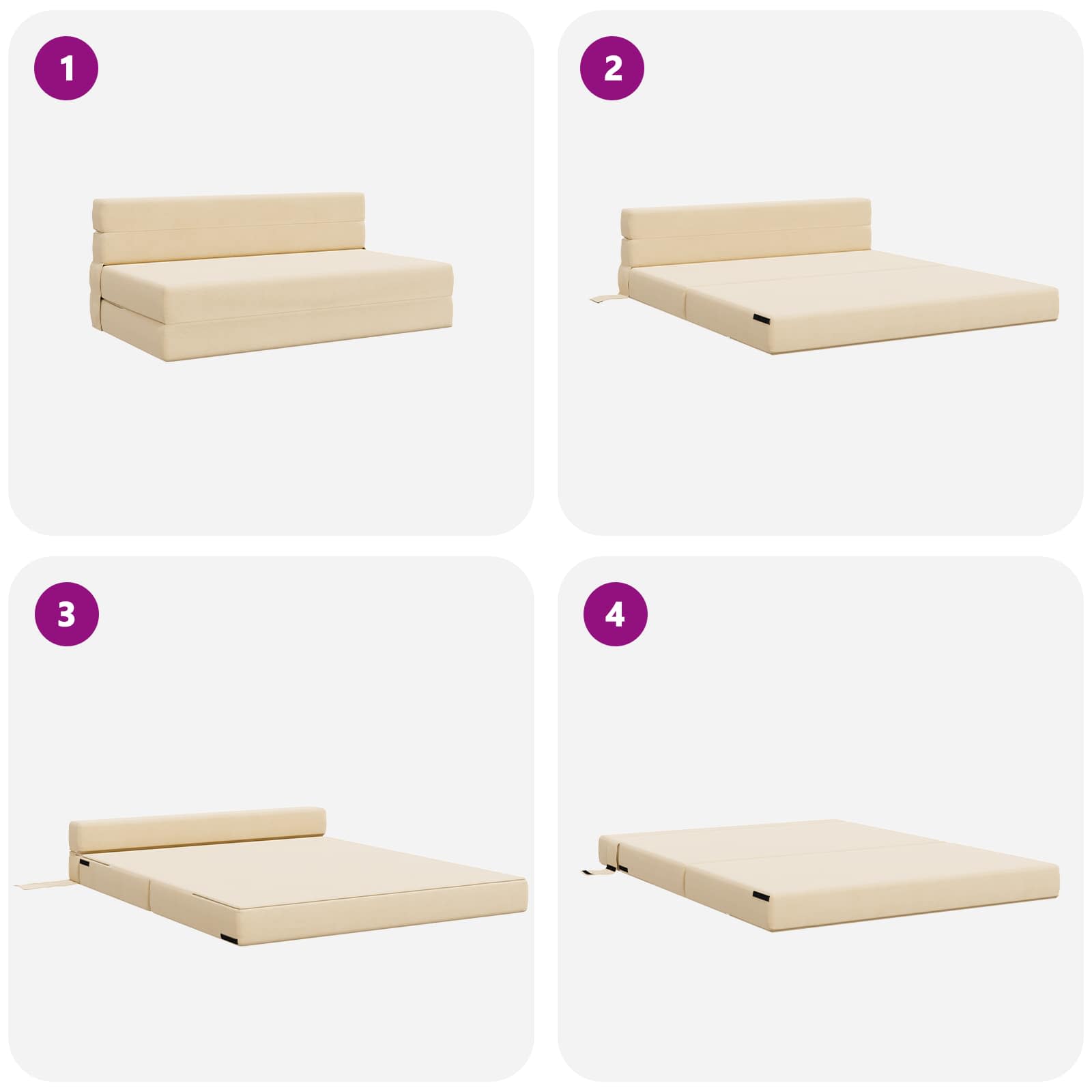 Vouwsofa Bed Crème 203 x 152 x 15 cm Katoen Stof