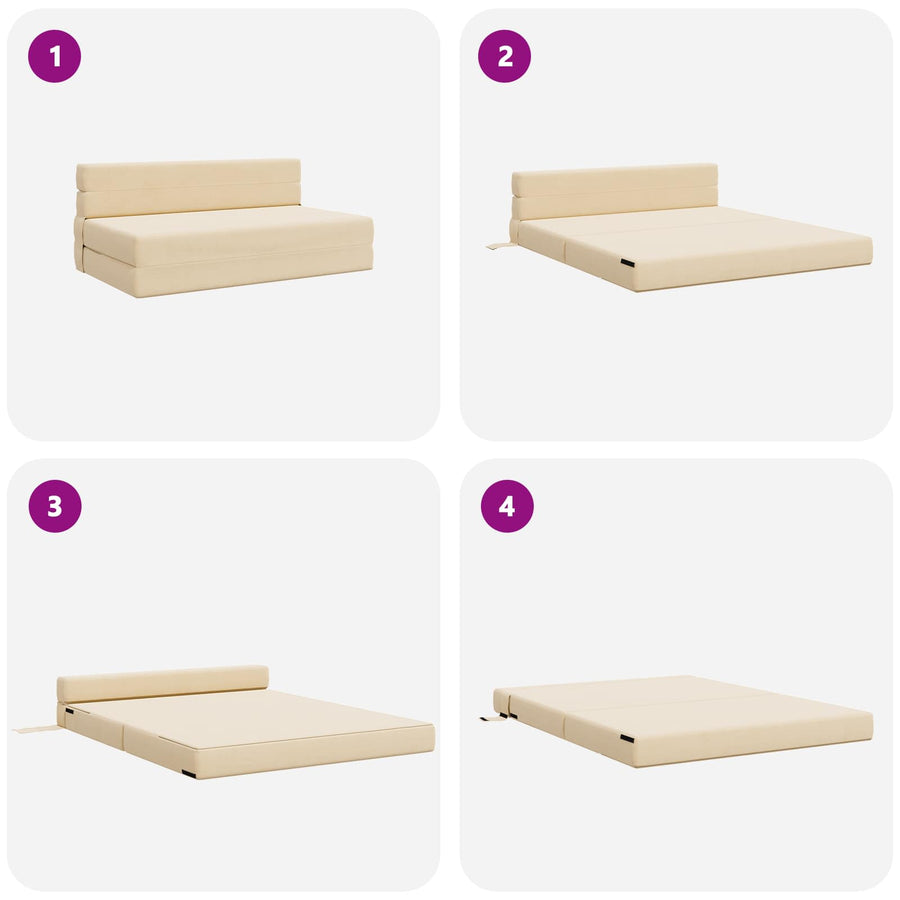 Vouwsofa Bed Crème 203 x 152 x 15 cm Katoen Stof
