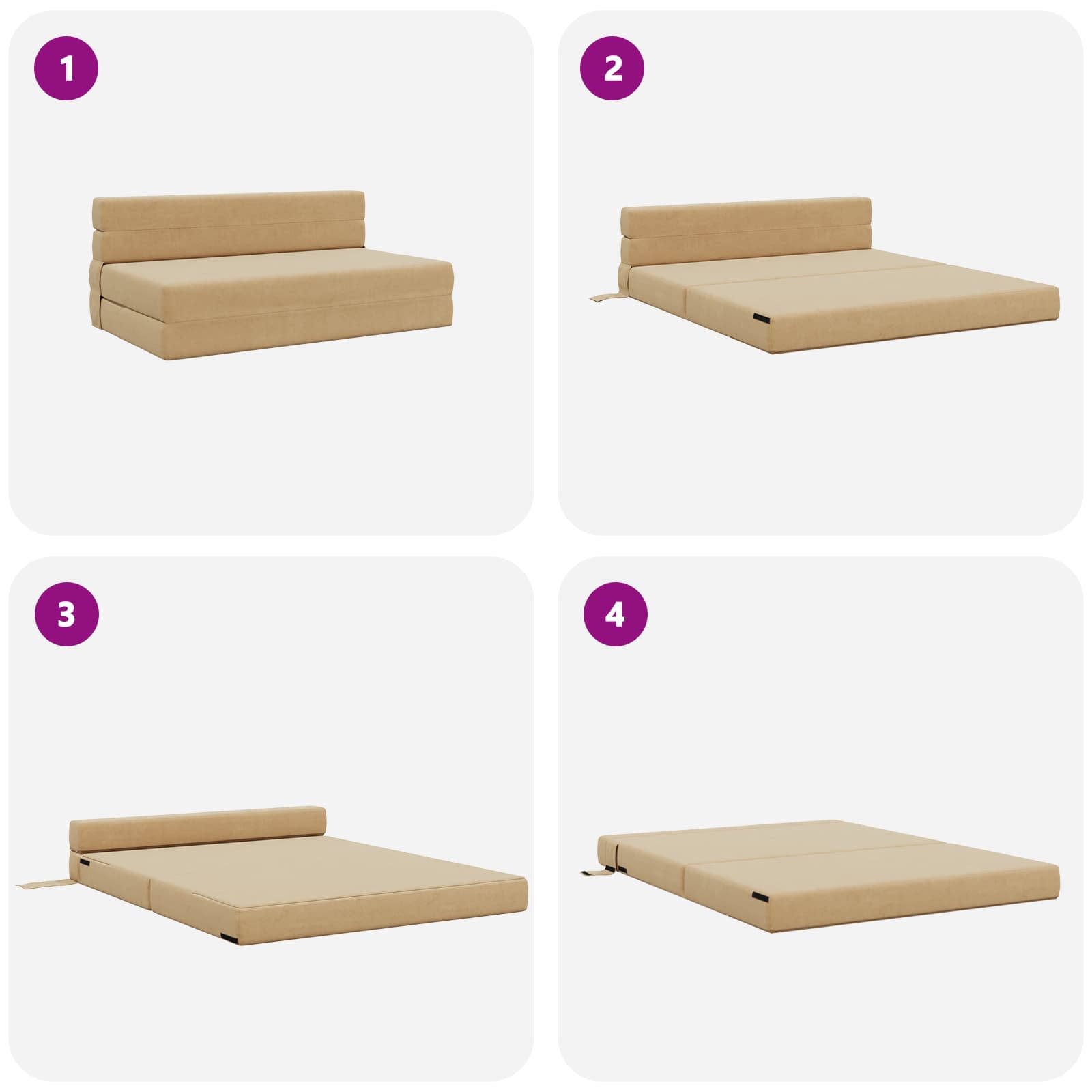 Vouwsofa Bed Lichtgroen Grijs 203 x 152 x 15 cm Katoen Stof