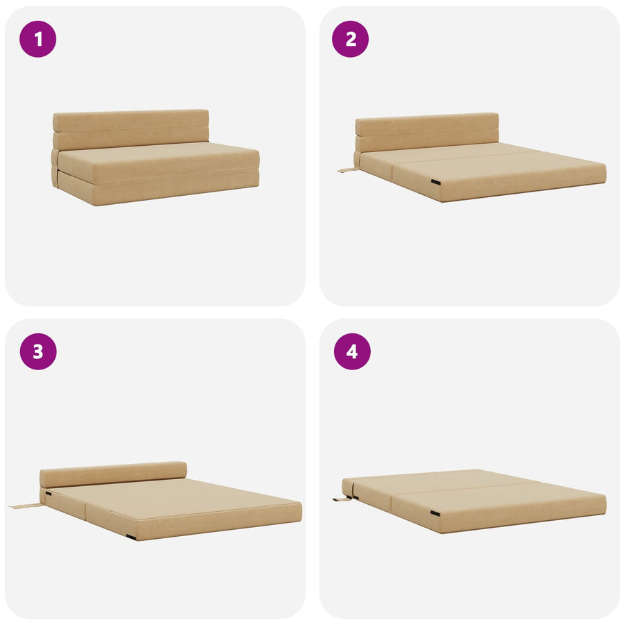 Vouwsofa Bed Lichtgroen Grijs 203 x 152 x 15 cm Katoen Stof