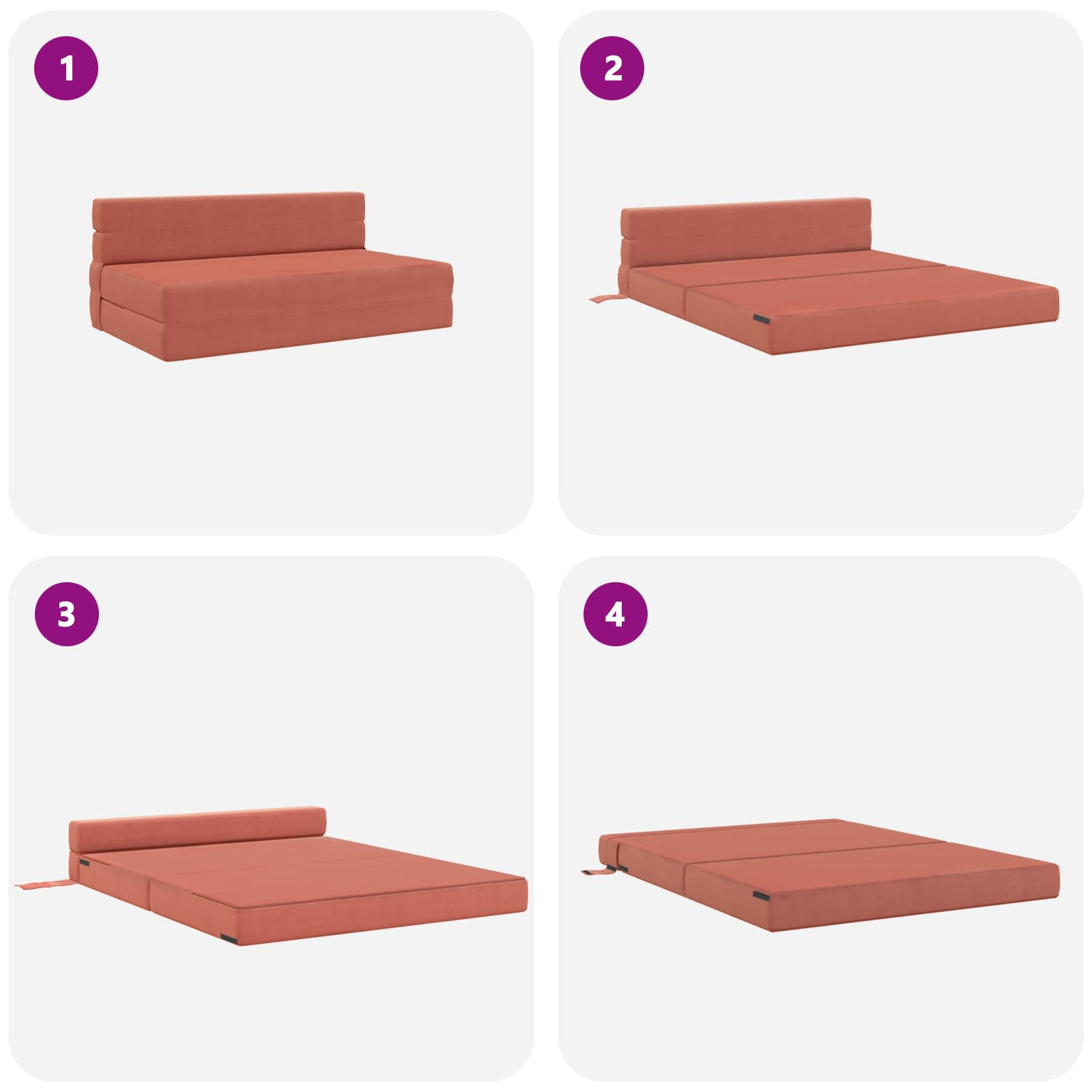 Vouwsofa Bed Rood-oranje 203 x 152 x 15 cm Katoen Stof
