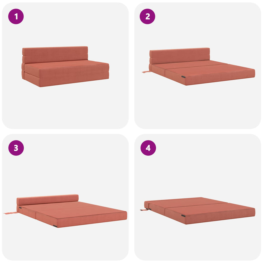 Vouwsofa Bed Rood-oranje 203 x 152 x 15 cm Katoen Stof