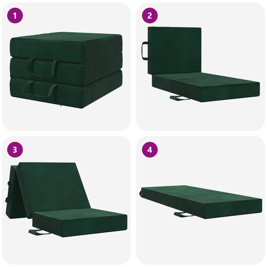 Vouwbare Bankbed 75 x 63 x 45 cm Donkergroen