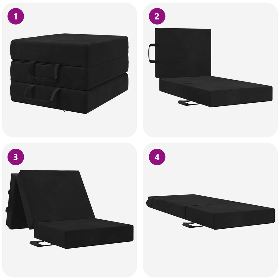 Vouwbare Bankbed 75 x 63 x 45 cm Zwart