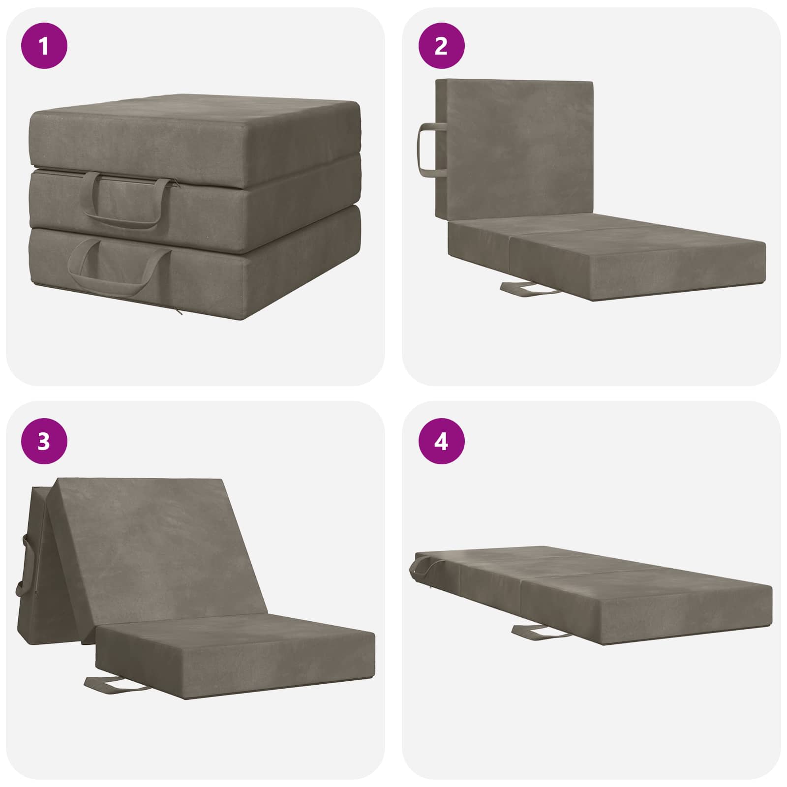 Vouwbare Bankbed 75 x 67 x 45 cm Lichtgrijs