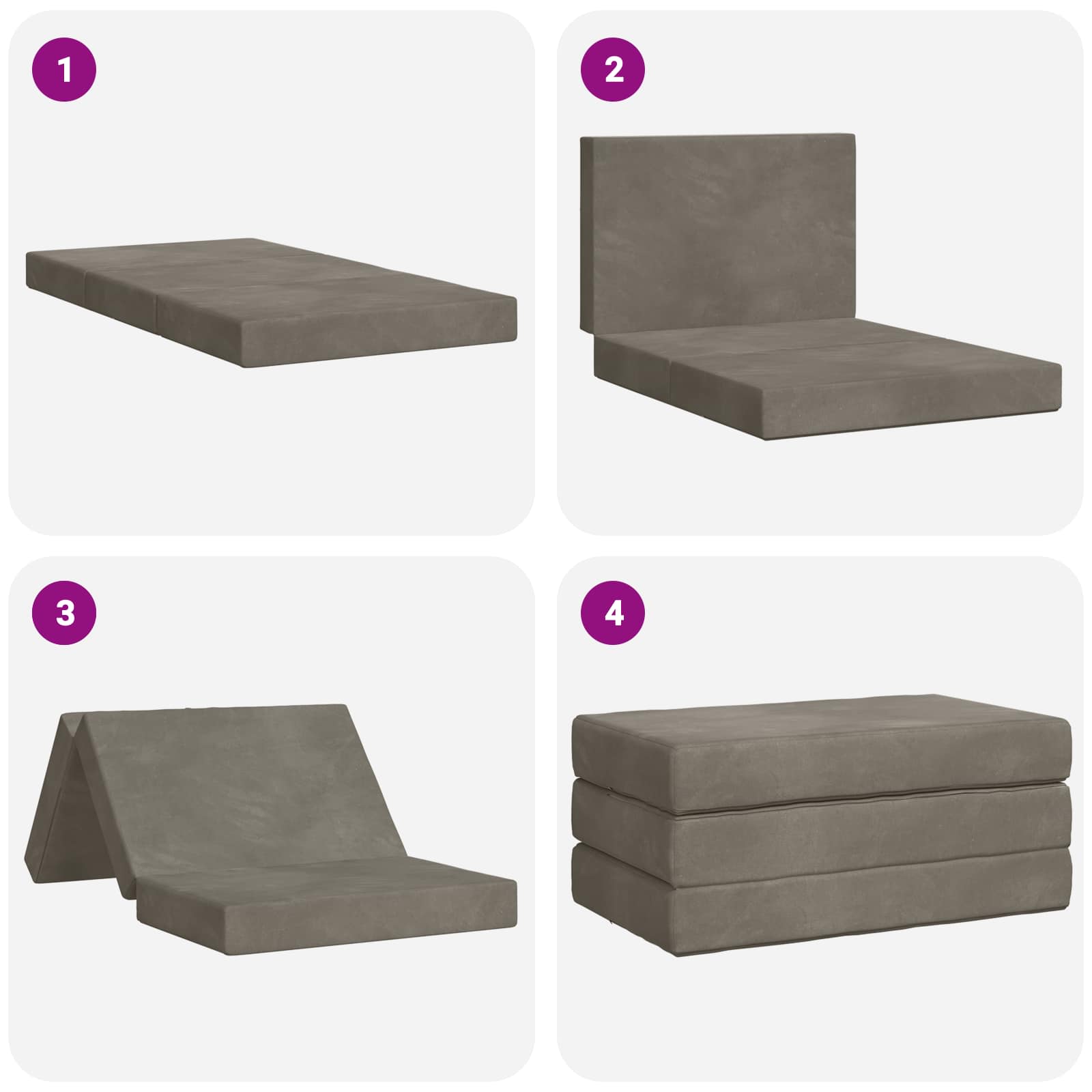 Vouwbare Bankbed 80 x 67 x 45 cm Lichtgrijs
